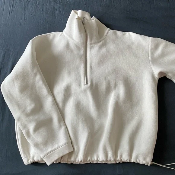 Club Monaco Funnel Neck Sweatshirt in Egret - Picture 9 of 15